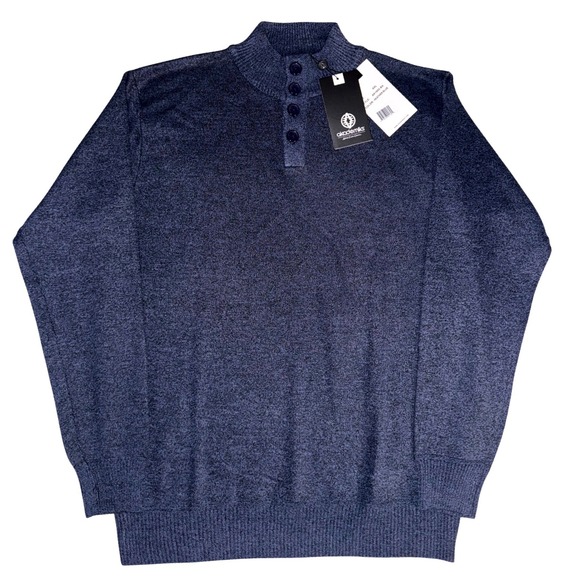 Akademiks Other - Akademiks Mens Heather Blue Mock Neck Button Placket Sweater XXL NEW